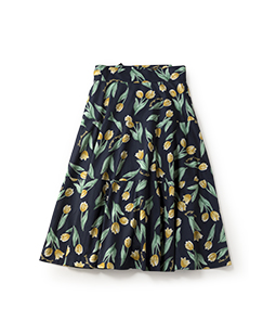 Tulip garden wrapped flare skirt