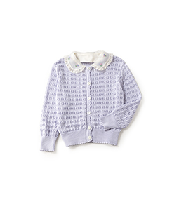 Flower embroidery collar Baby knit cardigan