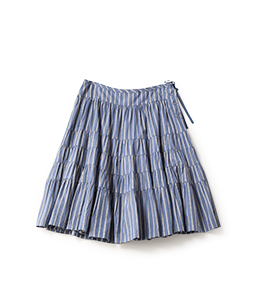 Satin stripe tiered skirt