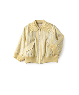 Spring stripe lace collar blouson