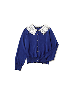 Wool lace collar cardigan