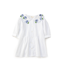 Pansy embroidery collar blouse