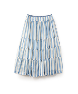 Satin stripes tiered skirt