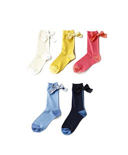 Back ribbon crew socks