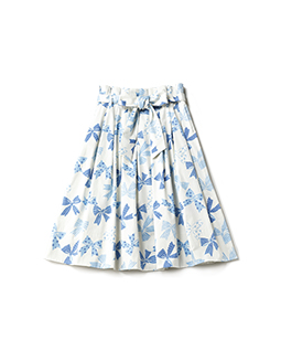 Ribbons go around box tuck skirt