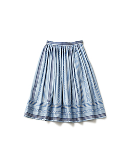 Ribbon jacquard stripe midi skirt