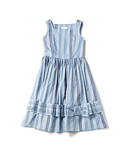 Ribbon jacquard stripe square dress