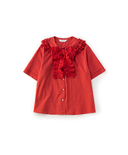 Double lace collar bow ribbon blouse