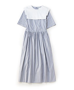 Vintage stripe bib collar dress
