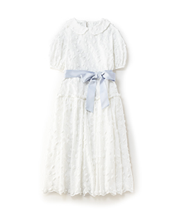 Cut flower lace puffy sleeve dress