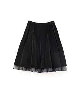 Cotton velvet・organdy flare skirt