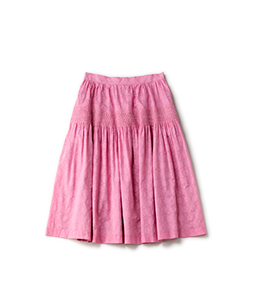 Flower lace print smocking skirt