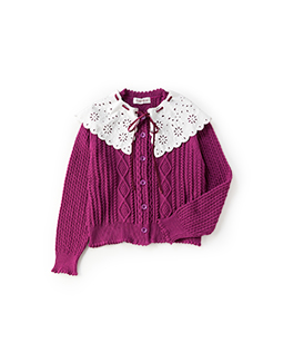 Lace-trimming bow ribbon blouse