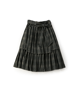 Memory shadow check fluffy skirt  