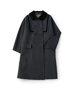 Velvet collar double breasted coat