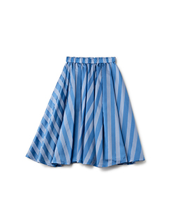 Sheer stripe random tuck skirt
