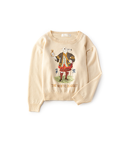 White rabbit embroidery sweater