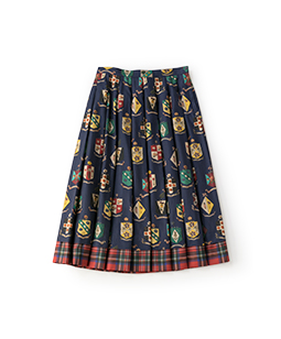 Flower crests･tartan check tuck skirt