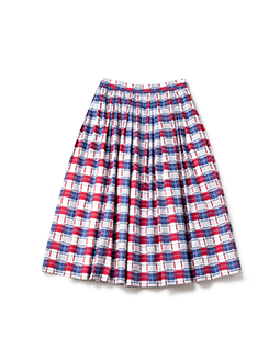Graffiti check triple tuck skirt