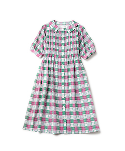 Graffiti check tablier dress