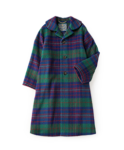 Big tartan round collar coat   