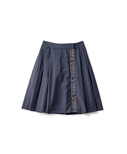 Worsted wool & logo ribbon tuck skirt