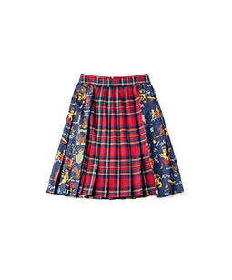 Tartan check Joyful crest pleats skirt