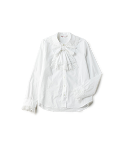 Lace ribbon jabot blouse
