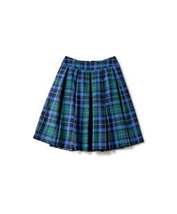 Wool tartan box tuck skirt