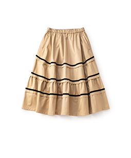 Cotton gabardine ribbon trimming skirt