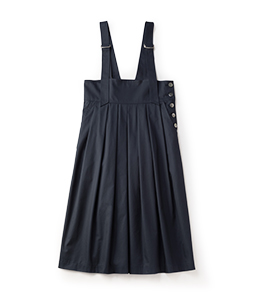 Cotton gabardine suspenders skirt