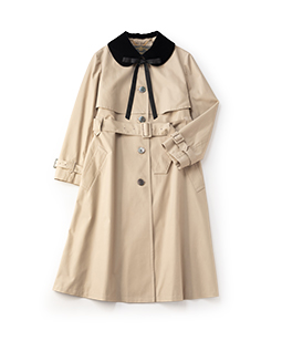 Velvet collar trench coat