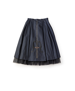 Violin embroidery tuck skirt