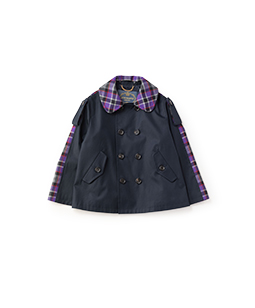 Tartan check cotton gabardine cape jacket