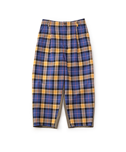 Tartan check cotton gabardine cropped pants