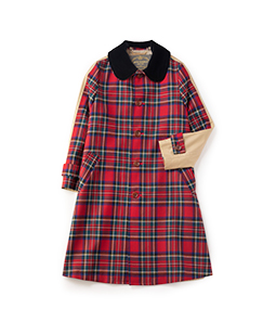 Tartan check cotton gabardine 2face coat