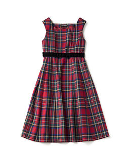 Wool tartan gored dress