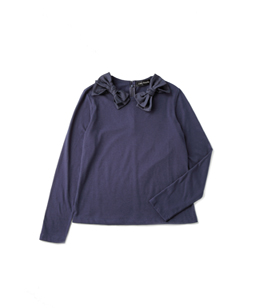 T-cloth W-ribbon collar pullover