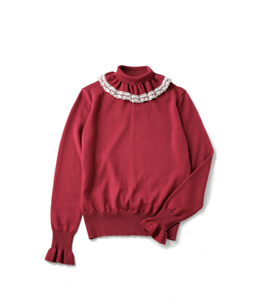 Frill collar turtle sweater