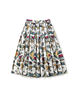 Strolling cat tuck skirt