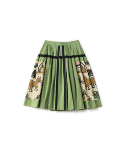 Strolling cat cloth work skirt