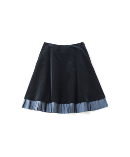 Cotton velvet and sheer taffeta skirt