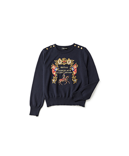 Royal chocolate EMB sweater