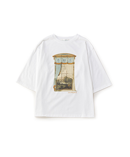 Drawing room curtain drop shoulder T-shirt