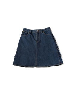 Slab denim back frill skirt