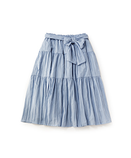 Wrinkle pleats tiered skirt