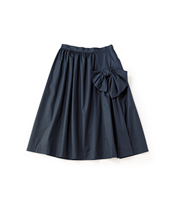 Cotton tencel twill drape ribbon skirt