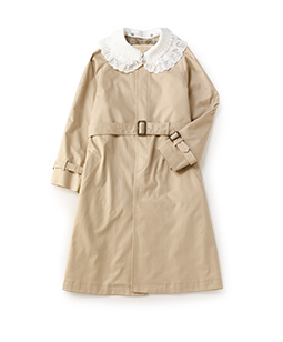 Cotton tencel twill lace collar trench coat 