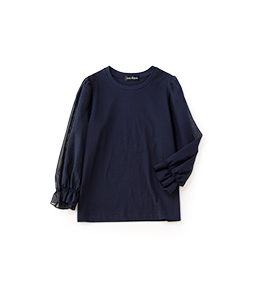 Sheer sleeve pullover