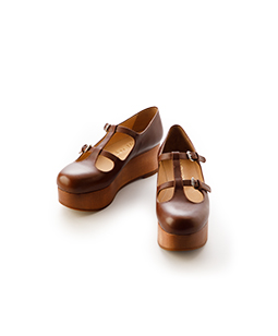 Wood sole 2 strap shoes